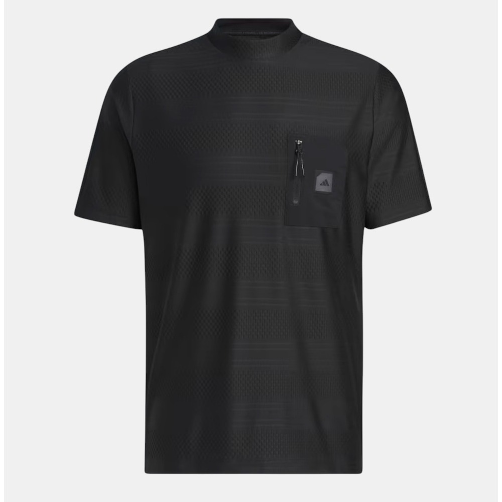 Adidas Adicross Golf Polo Shirt Men's 2XL Black Textured Waffle Knit Zip Pocket